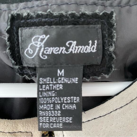 Vintage Suede Patchwork Karen Arnold Boho Zip Up Fitted Jacket size medium - Picture 7 of 7